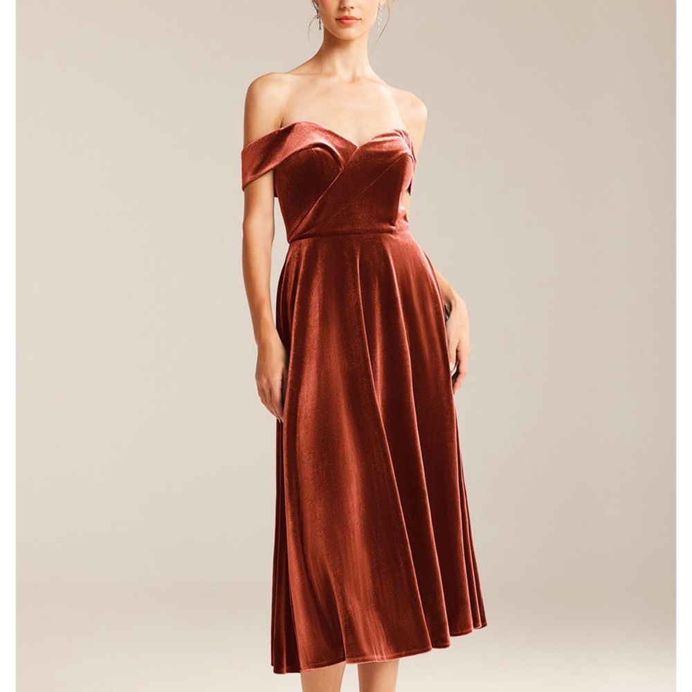AW Bridal Landis Dress, Burnt Orange, Size 8 - Picture 3 of 4